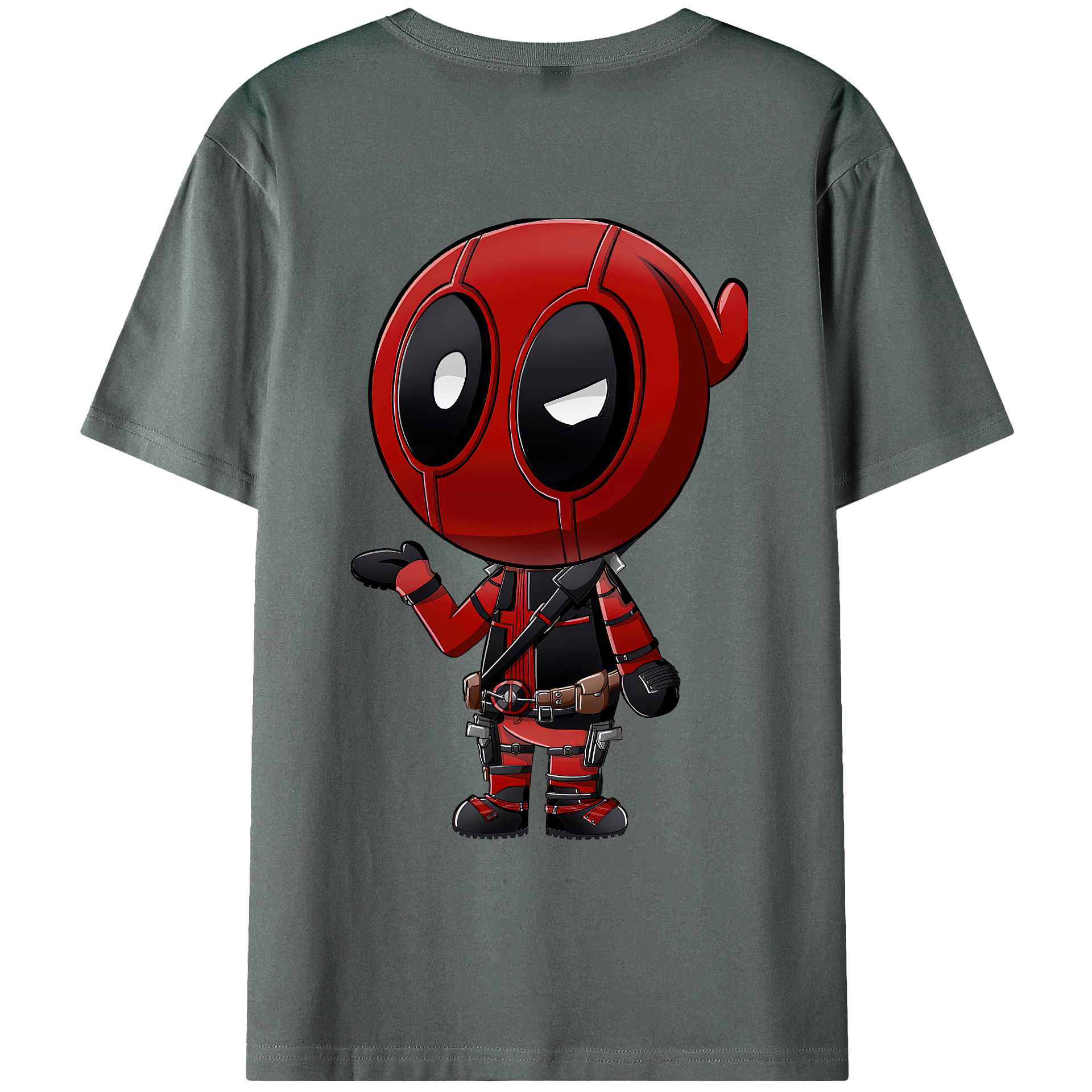 （画像用） Deadpool デッドプール 綿100％ メンズ半袖Tシャツ（バックプリント） 通気性